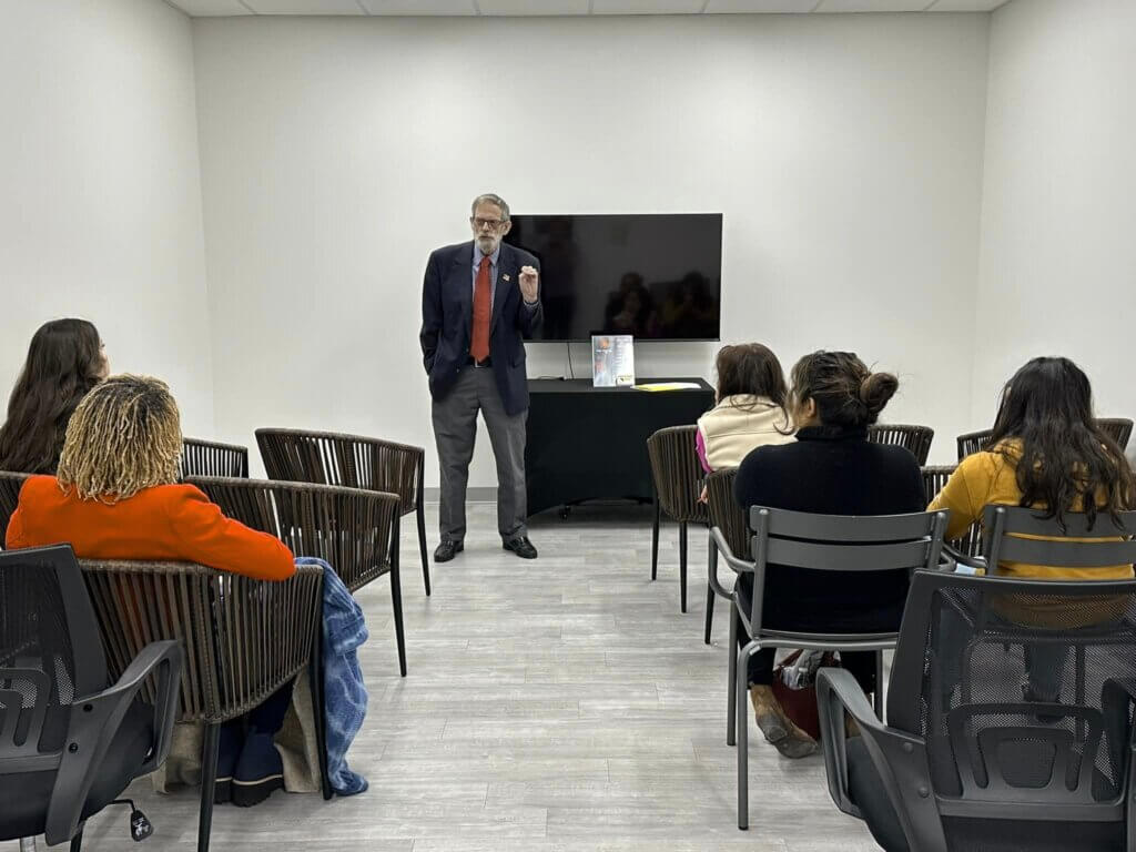 Bill Torgan, CH speaking to a class at the TransMed Center in Conroe, TX